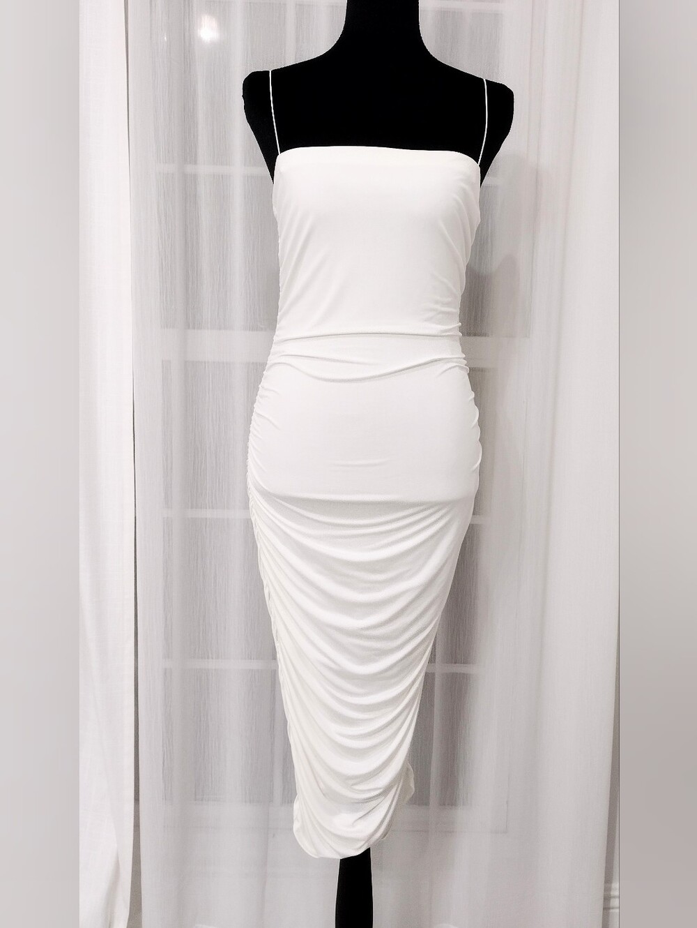 Strapless Ruched White  Dress - Picture 2 of 5